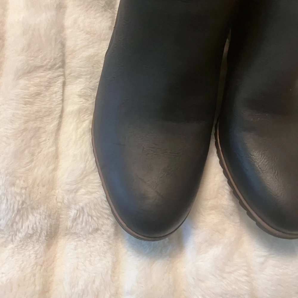 Soul Naturalizer Hudson 10M Black Leather Side Zip Fall Winter Wedge Booties